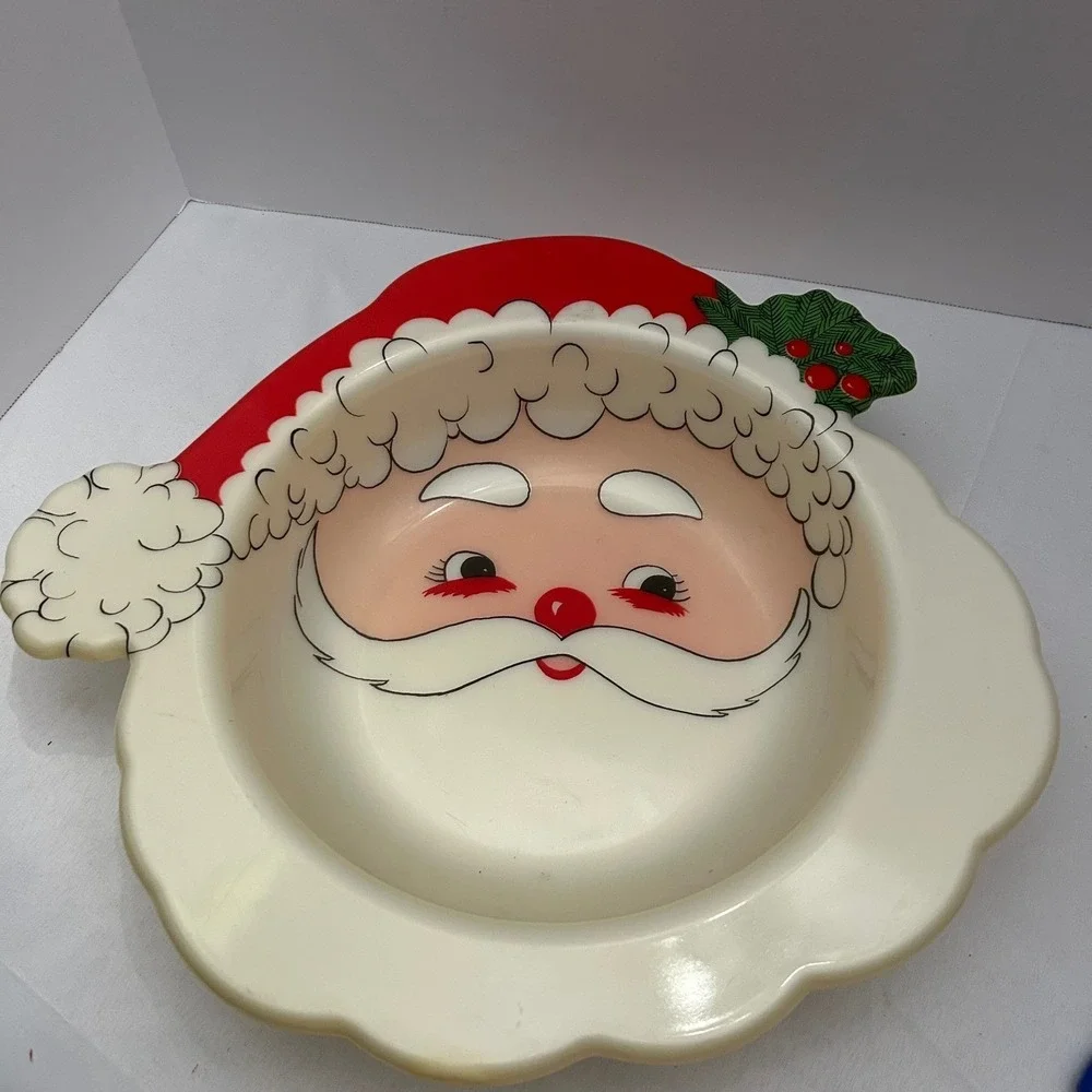 Vintage Santa Face Candy Dish Plate‎ Christmas Holiday Decor